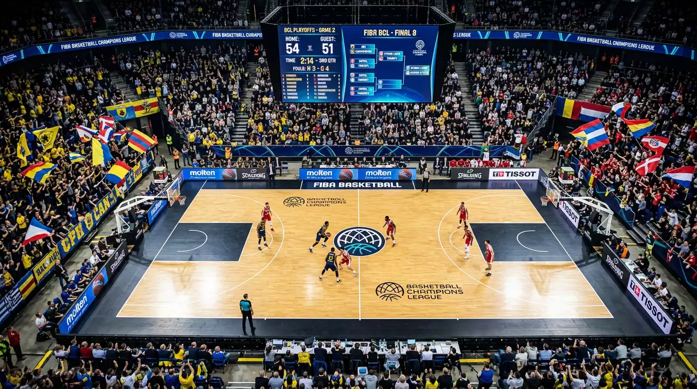Esquema del formato de la Basketball Champions League con sus fases desde la temporada regular hasta la Final Four