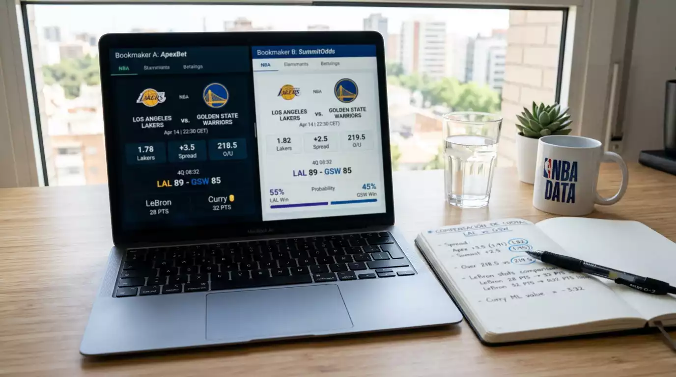 Comparativa de cuotas entre diferentes operadores para un partido de la Basketball Champions League