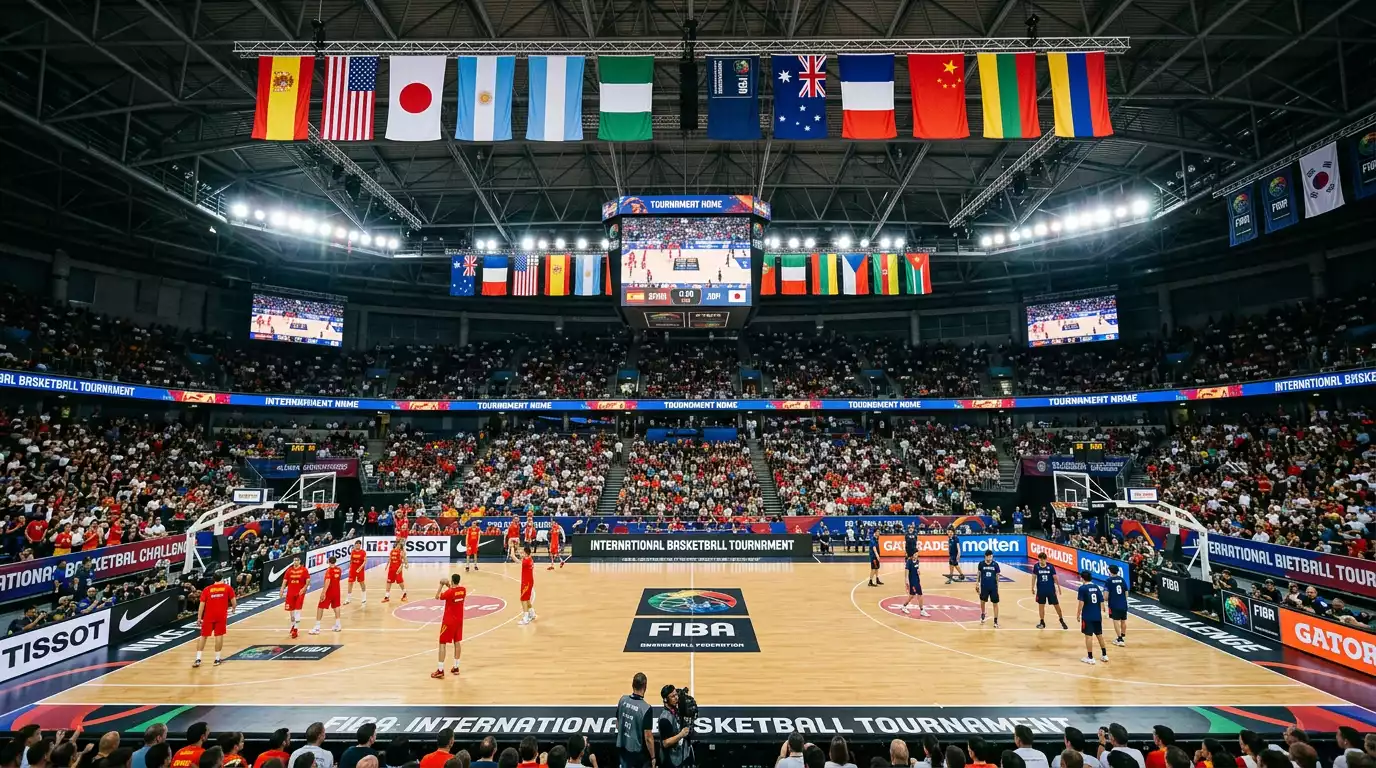 Logo y formato de la FIBA Intercontinental Cup con equipos de diferentes continentes