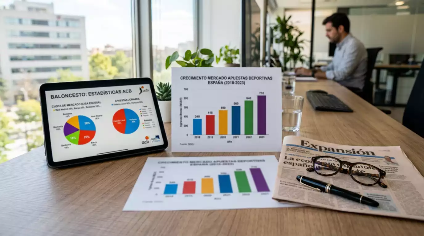 Gráfico con datos del mercado de apuestas deportivas en España mostrando GGR y crecimiento