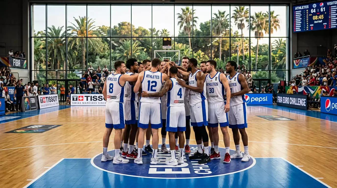 Jugadores de Lenovo Tenerife en acción durante un partido de la Basketball Champions League