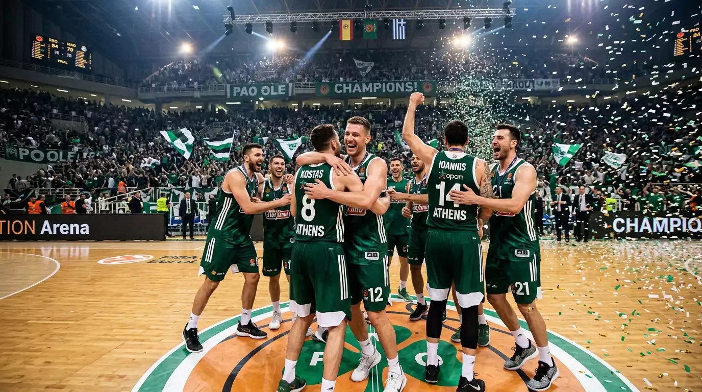 Jugadores de Unicaja Málaga celebrando en un partido de la Basketball Champions League